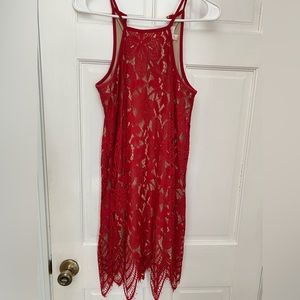 Womens red lace dress